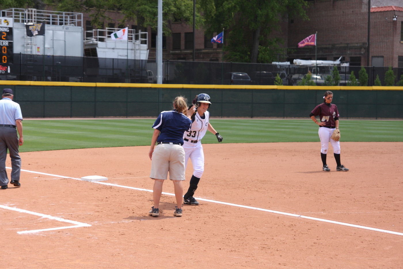 Kristine Priebe after hitting a home run