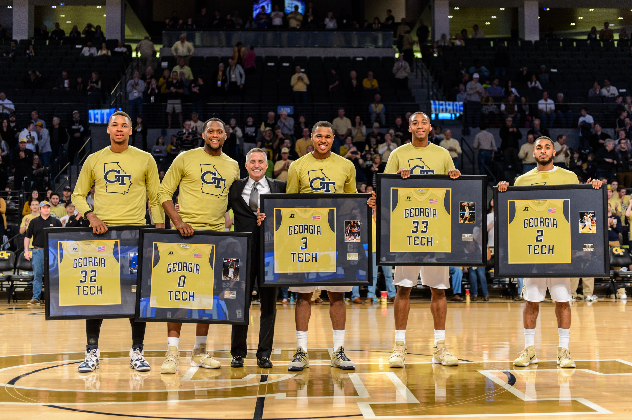 Marcus Georges-Hunt (3), Coach Brian Gregory, Nick Jacobs (32), Charles Mitchell (0), Adam Smith (2), James White (33)