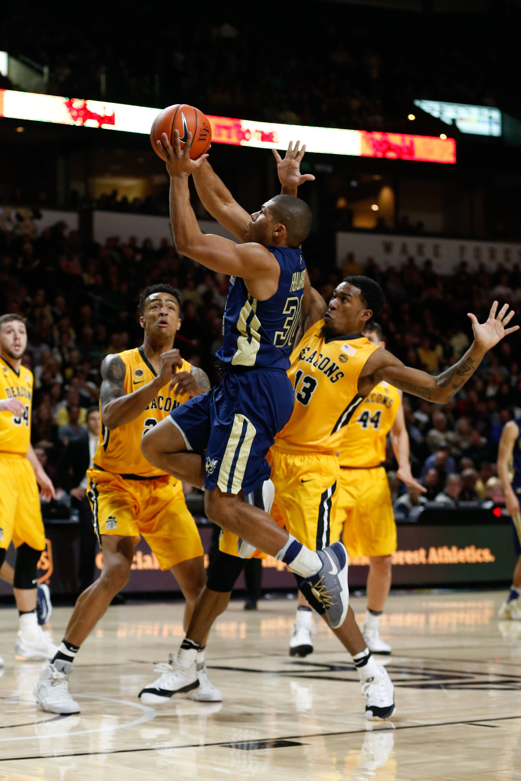 Georgia Tech Yellow Jackets guard Corey Heyward (30) goes up for a shot against Wake Forest Demon Deacons in the second half at Lawrence Joel Veterans Memorial Coliseum. Wake defeated Georgia Tech 81-69. Jeremy Brevard-USA TODAY Sports