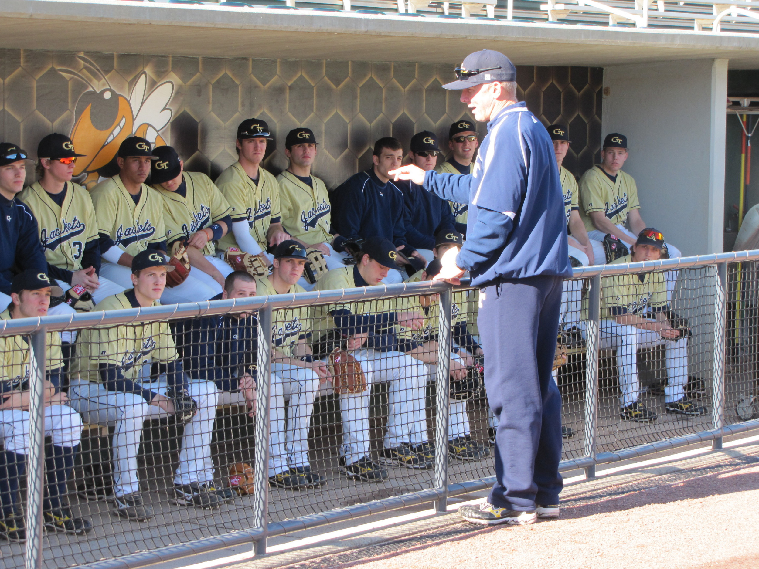 2011 Practice #1: Coach Hall addresses the team before practice.