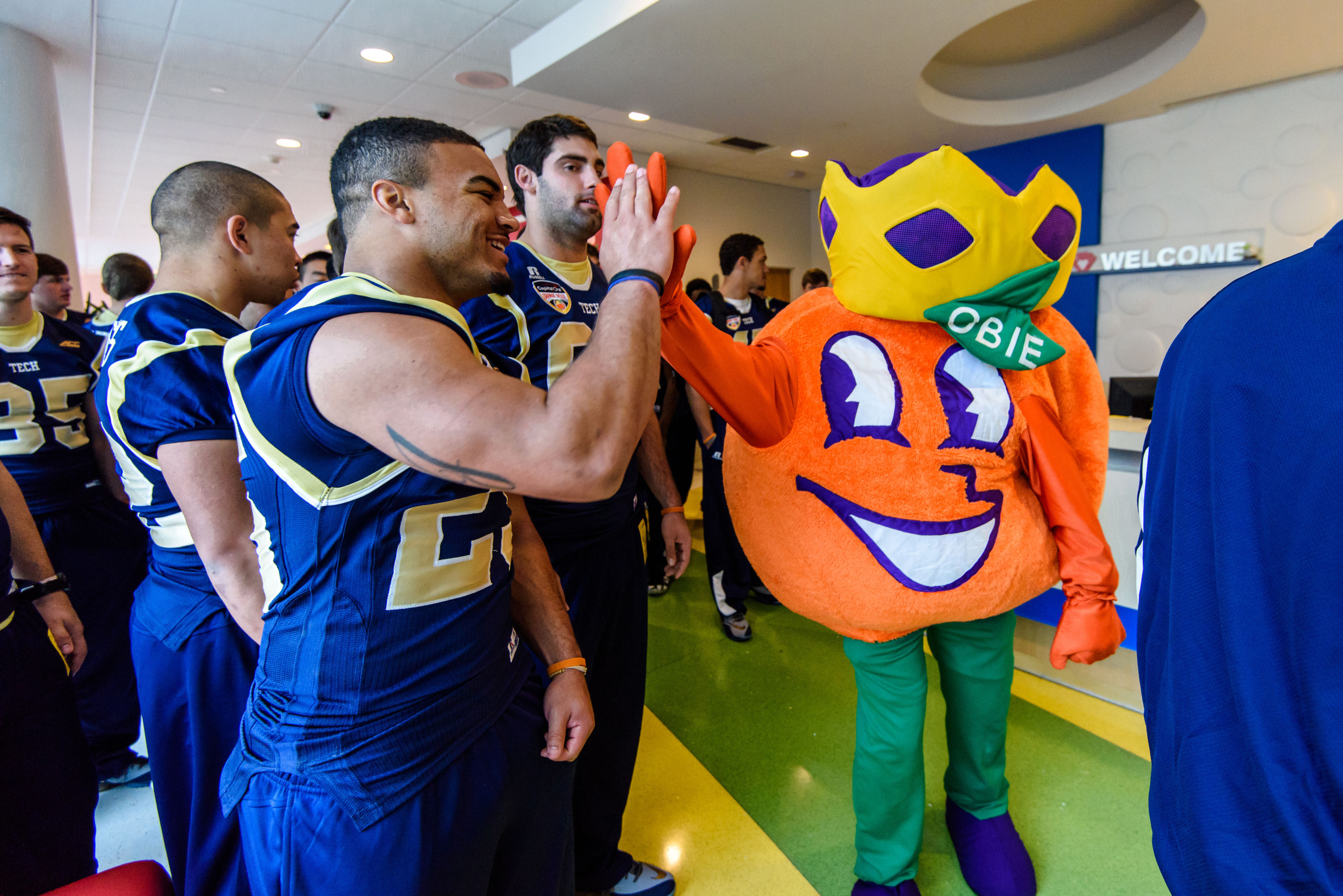The Yellow Jackets visited the Joe DiMaggio Children's Hospital in the morning
