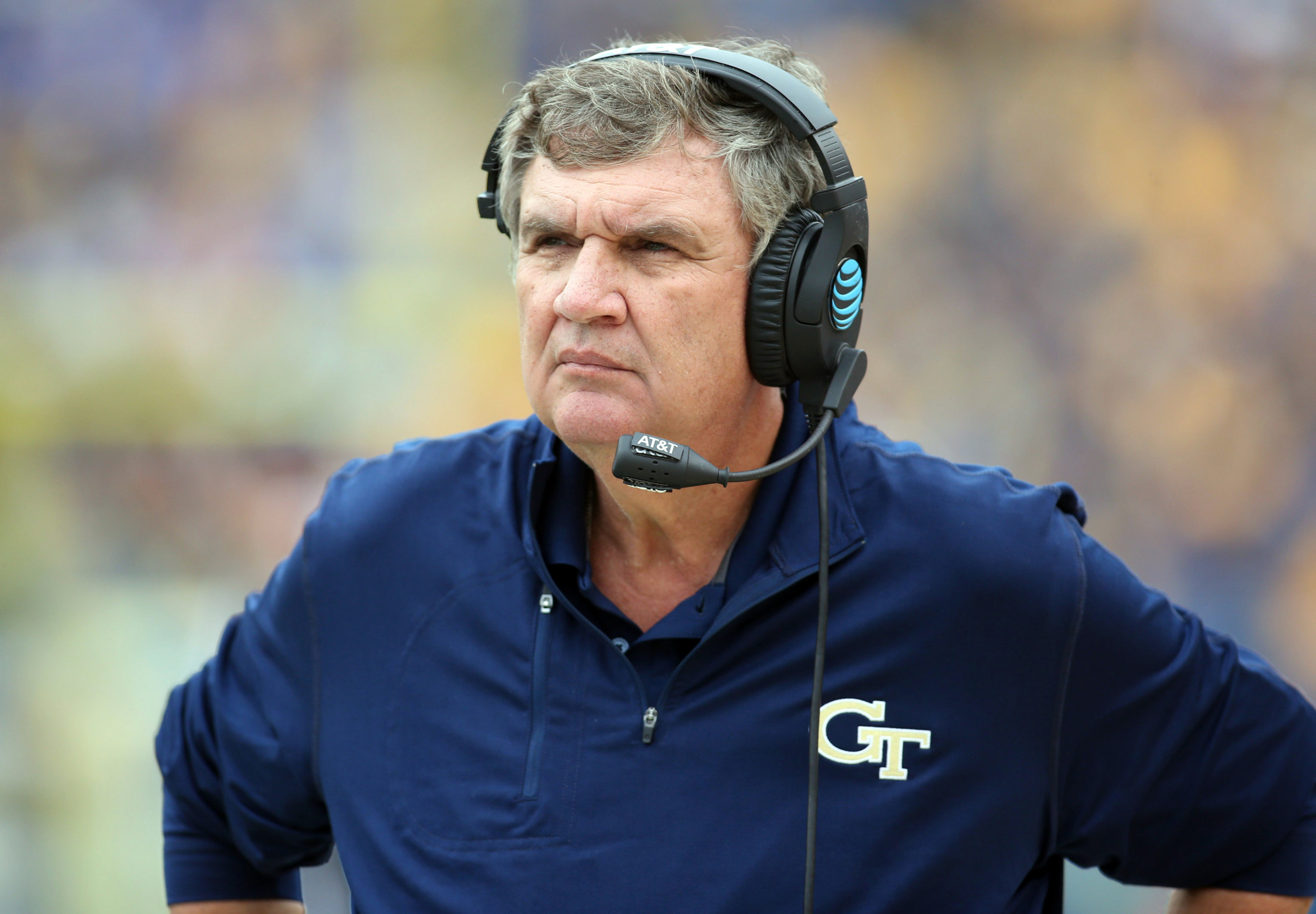 Georgia Tech Yellow Jackets head coach Paul Johnson looks on. Charles LeClaire-USA TODAY Sports