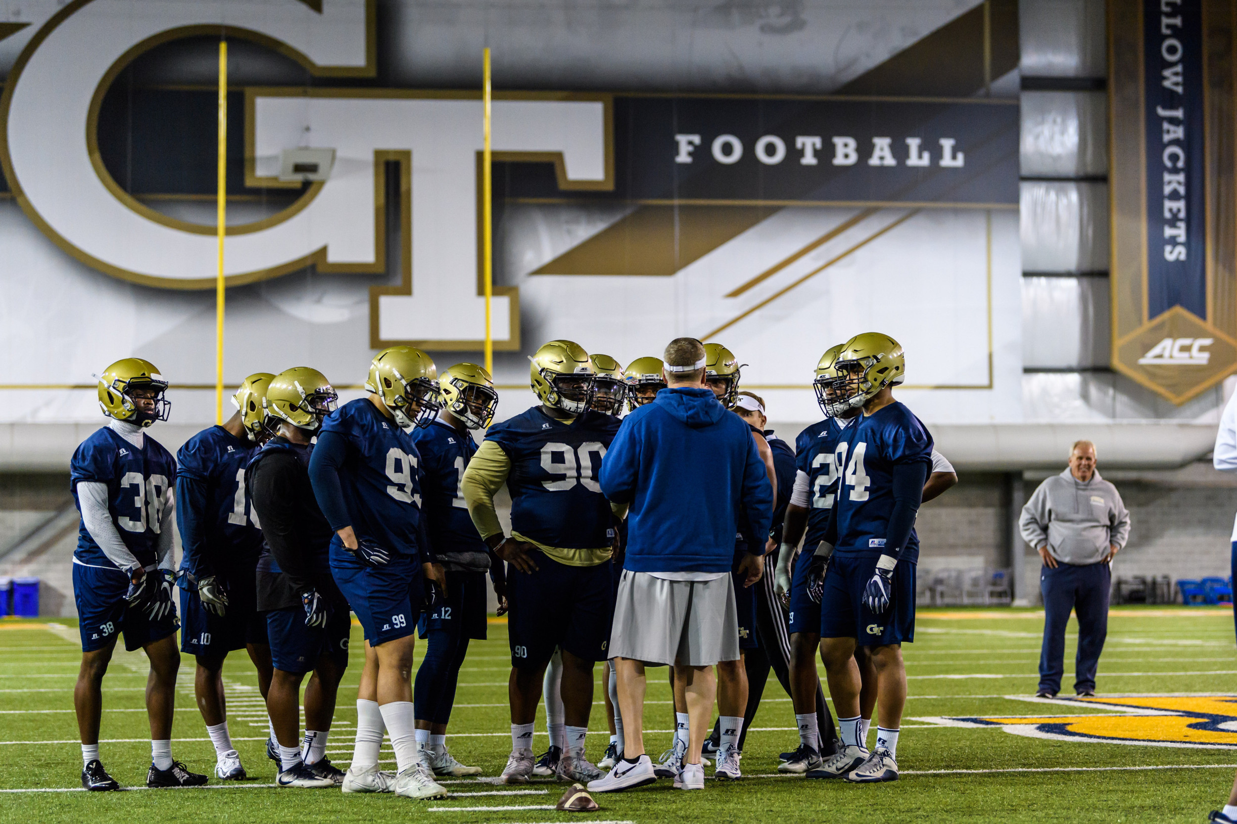 Defensive Coordinator Nate Woody speaks to the defense