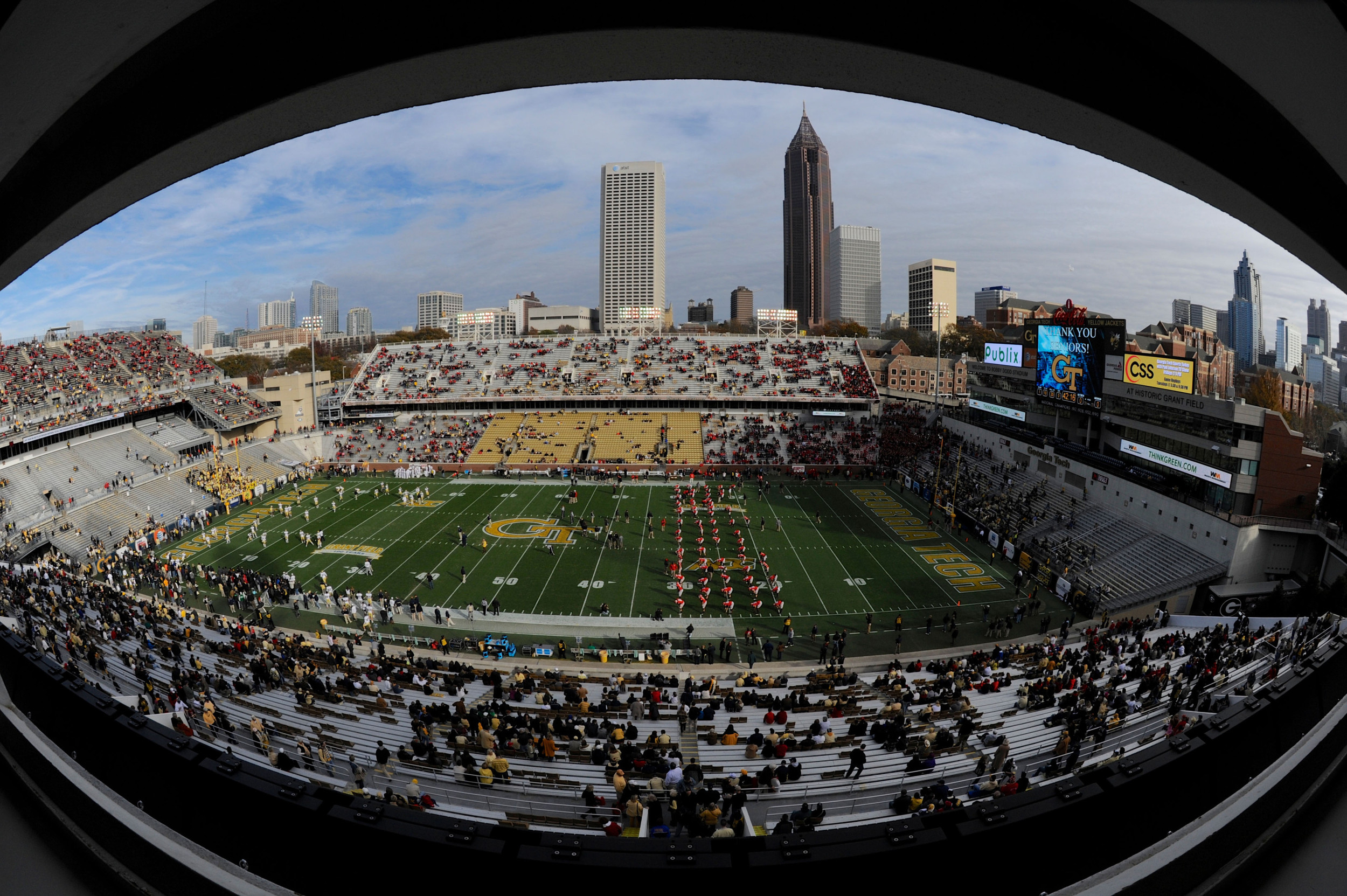 Nov 30, 2013; Atlanta, GA, USA; A general view of Bobby Dodd Stadium prior to the game between the Georgia Bulldogs and the Georgia Tech Yellow Jackets at Bobby Dodd Stadium. Mandatory Credit: Dale Zanine-USA TODAY Sports