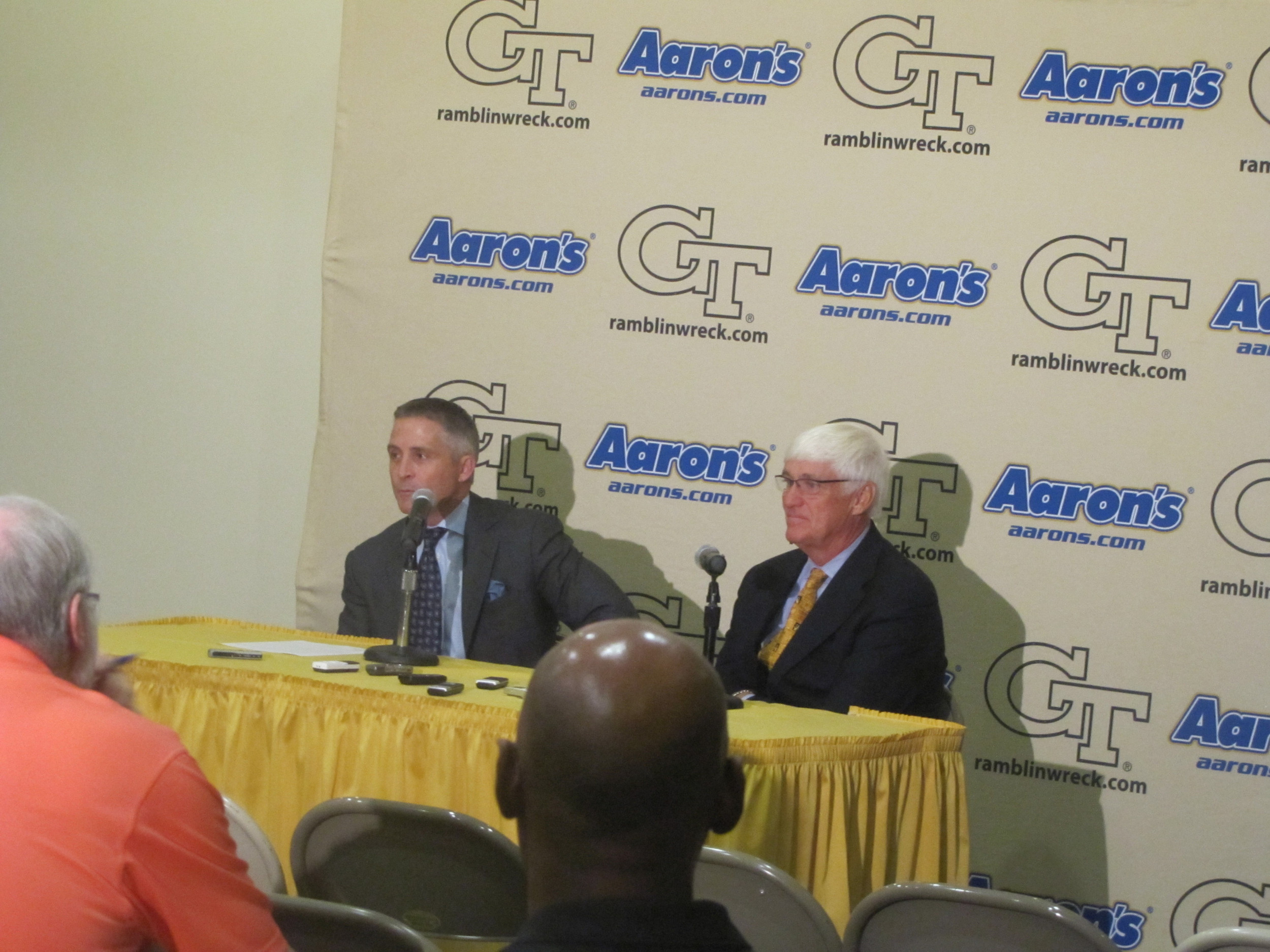Brian Gregory and Bobby Cremins meet the media on Aug. 22.