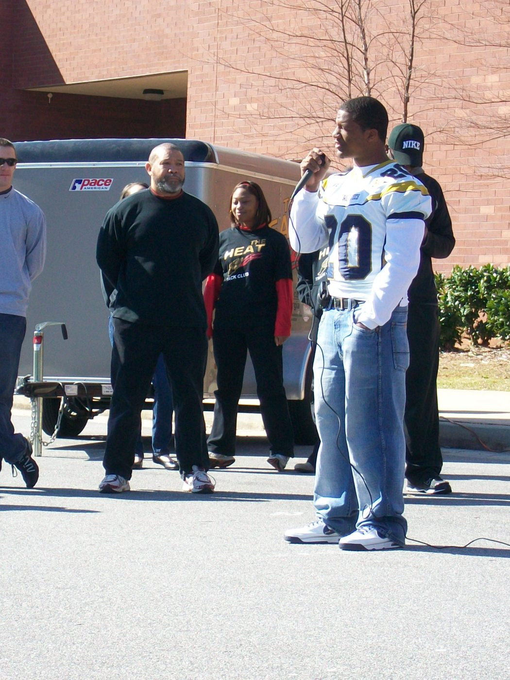 Georgia Tech football players Jason Peters, Roddy Jones and Kyle Jackson worked with local young kids Feb. 21 at the Heat Track Club Fun Run.