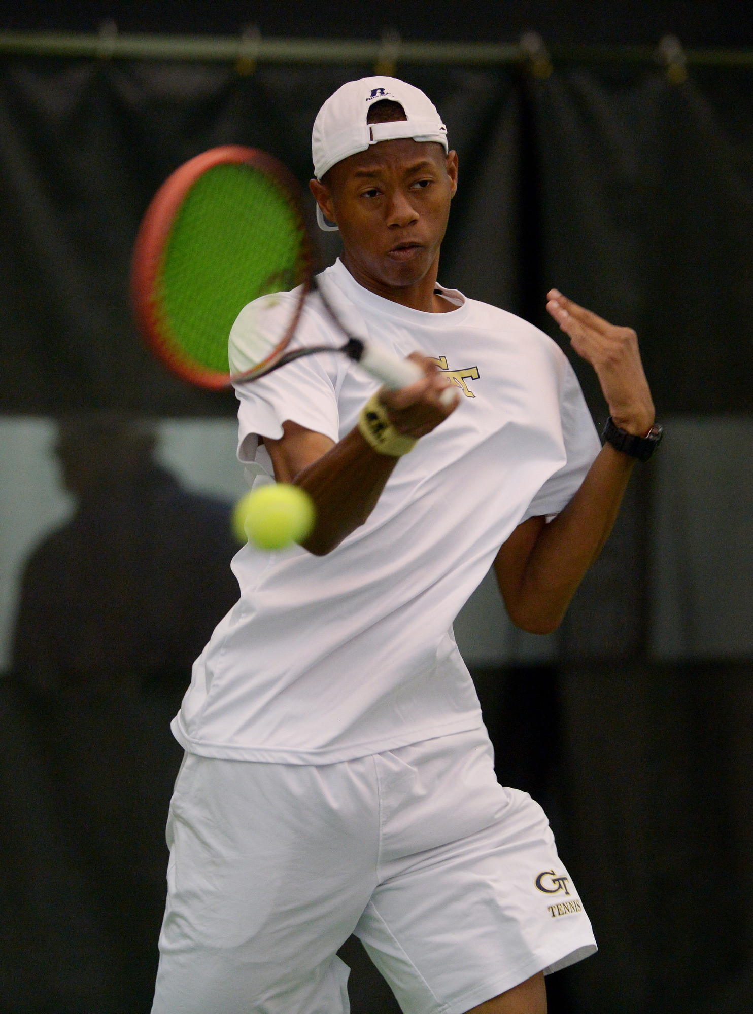 Georgia Tech's Christopher Eubanks returns the ball against Wake Forest during the 2015 ACC Men's Tennis Tournament in Chapel Hill, N.C., April. 25, 2015. (Photo by Sam Roberts, theACC.com)