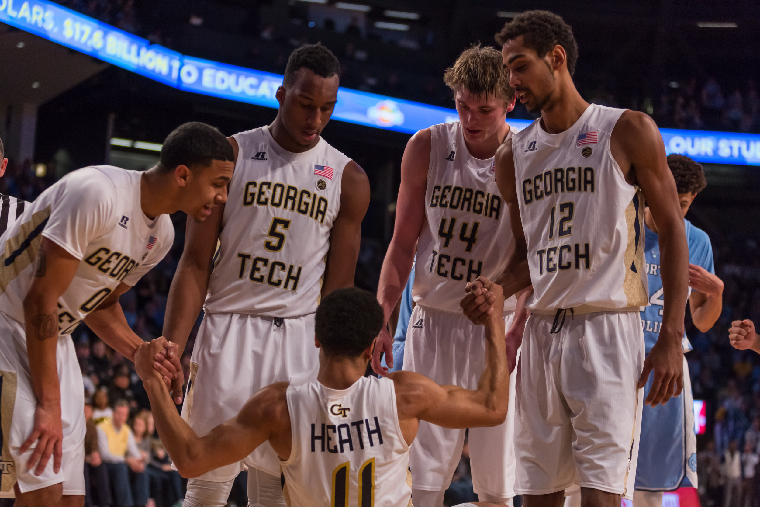 Josh Okogie (5), Ben Lammers (44), Josh Heath (11), Quinton Stephens (12), Justin Moore (0)