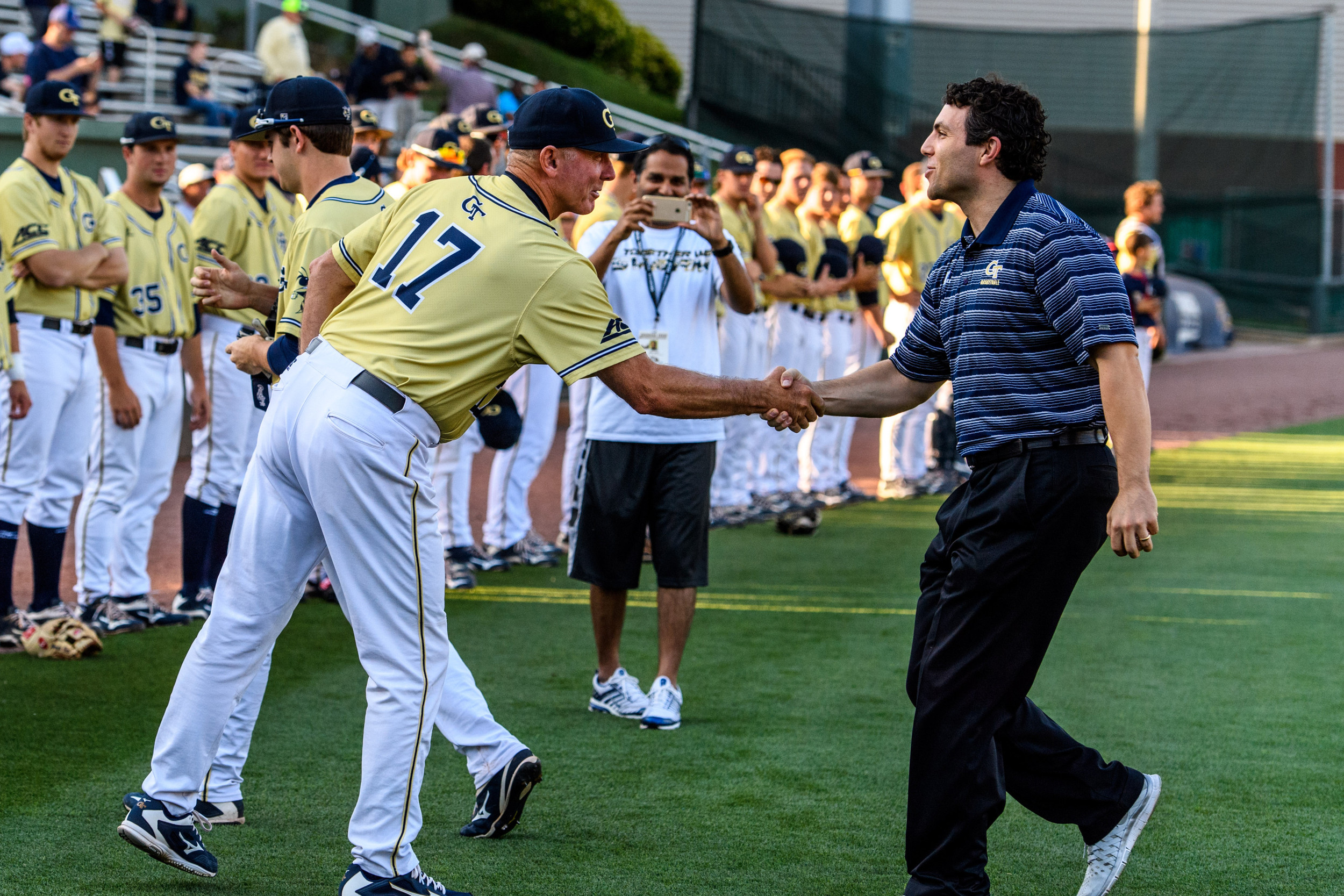 Head Men's Basketball Coach Josh Pastner threw out the first pitch