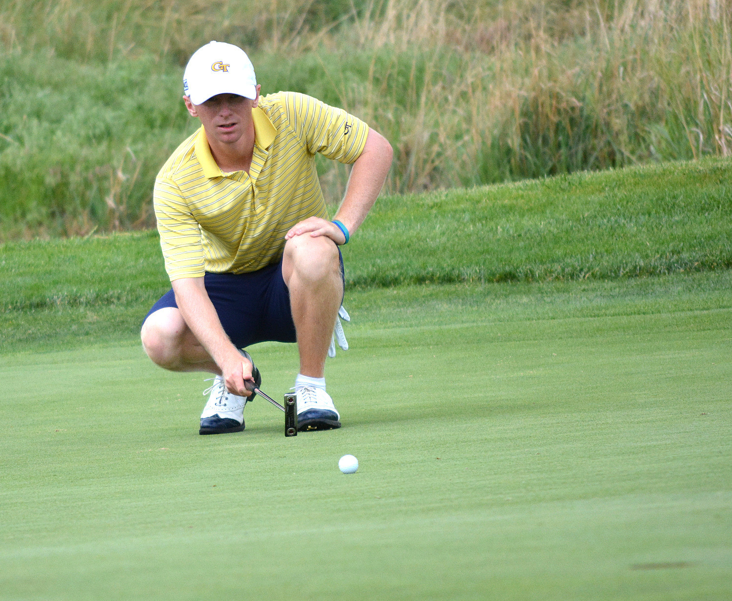 Anders Albertson of Georgia Tech during the NCAA Golf Championships at Prairie Dunes Country Club in Hutchinson, Kansas, on Saturday, May 24, 2014. (Photo by Steven Colquitt)