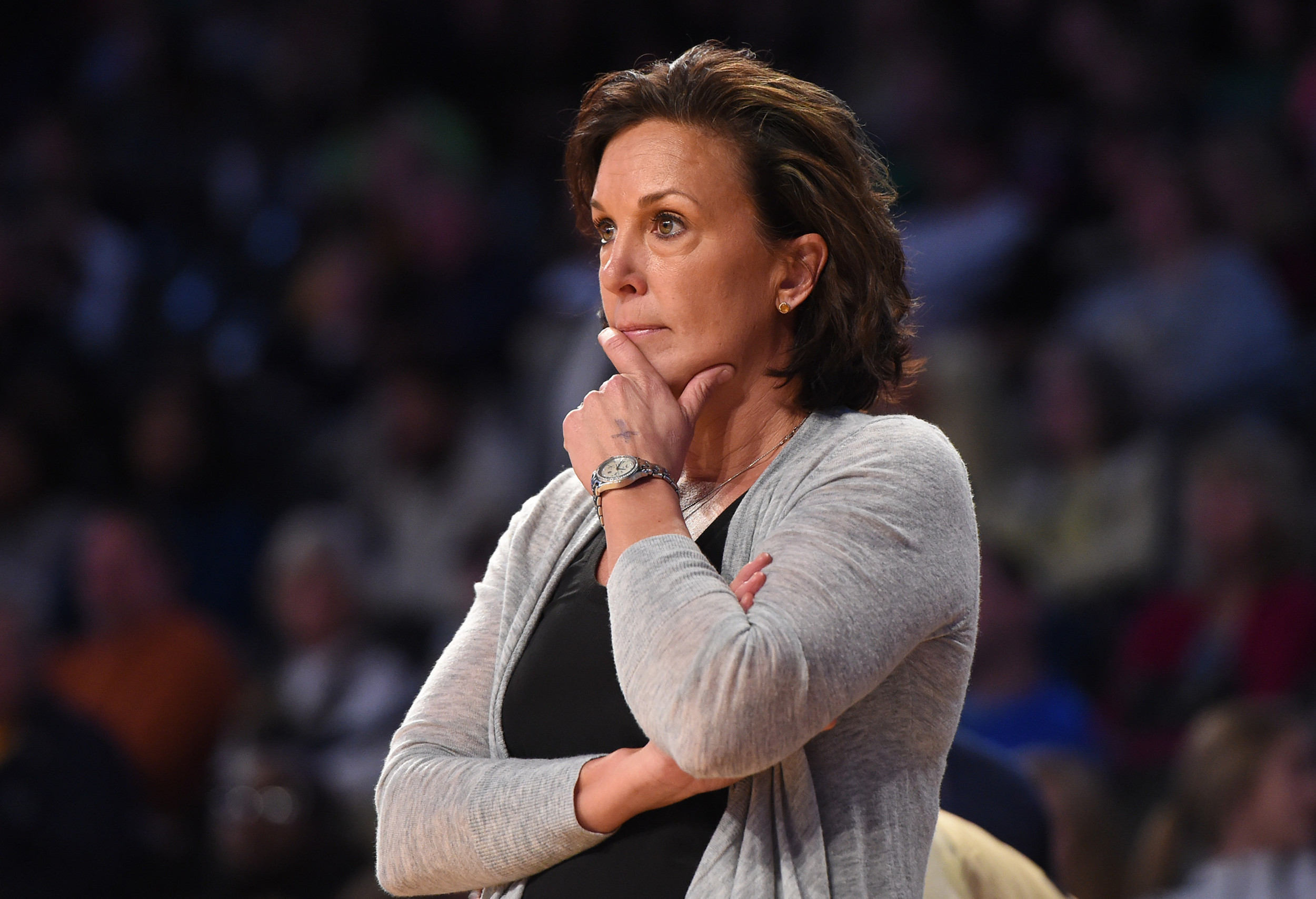 Head coach MaChelle Joseph on the bench against the Notre Dame Fighting Irish. Credit: Adam Hagy-USA TODAY Sports