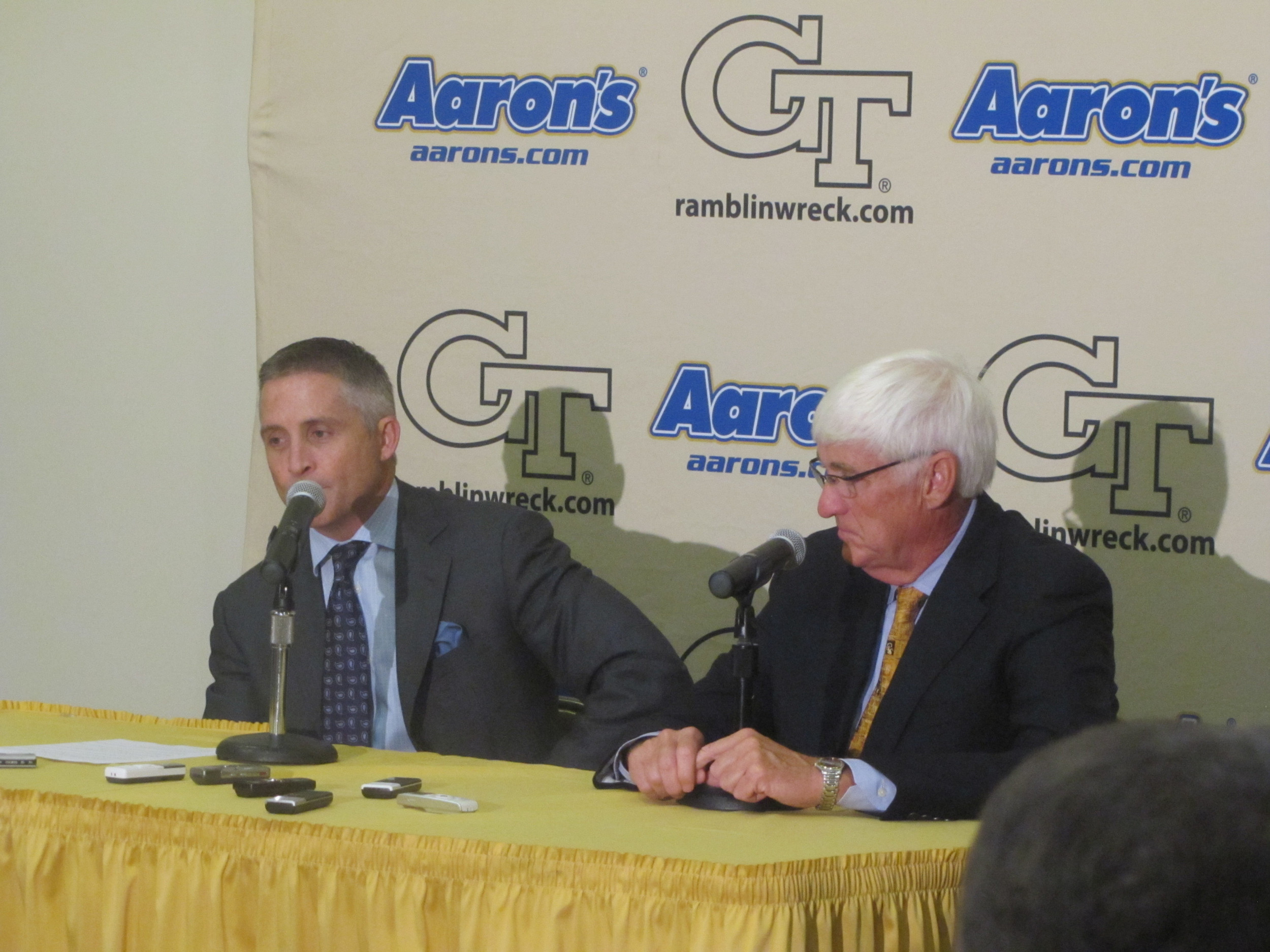 Brian Gregory and Bobby Cremins meet the media on Aug. 22.
